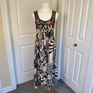 FARM Rio Black and Cream Tropical Maxi Dress